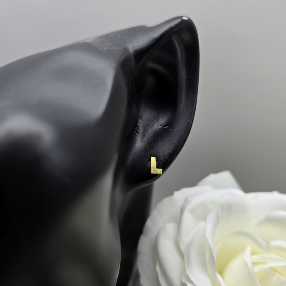 DAINTY INITIAL GOLDEN STERLING SILVER STUDS - Picture 16 of 16